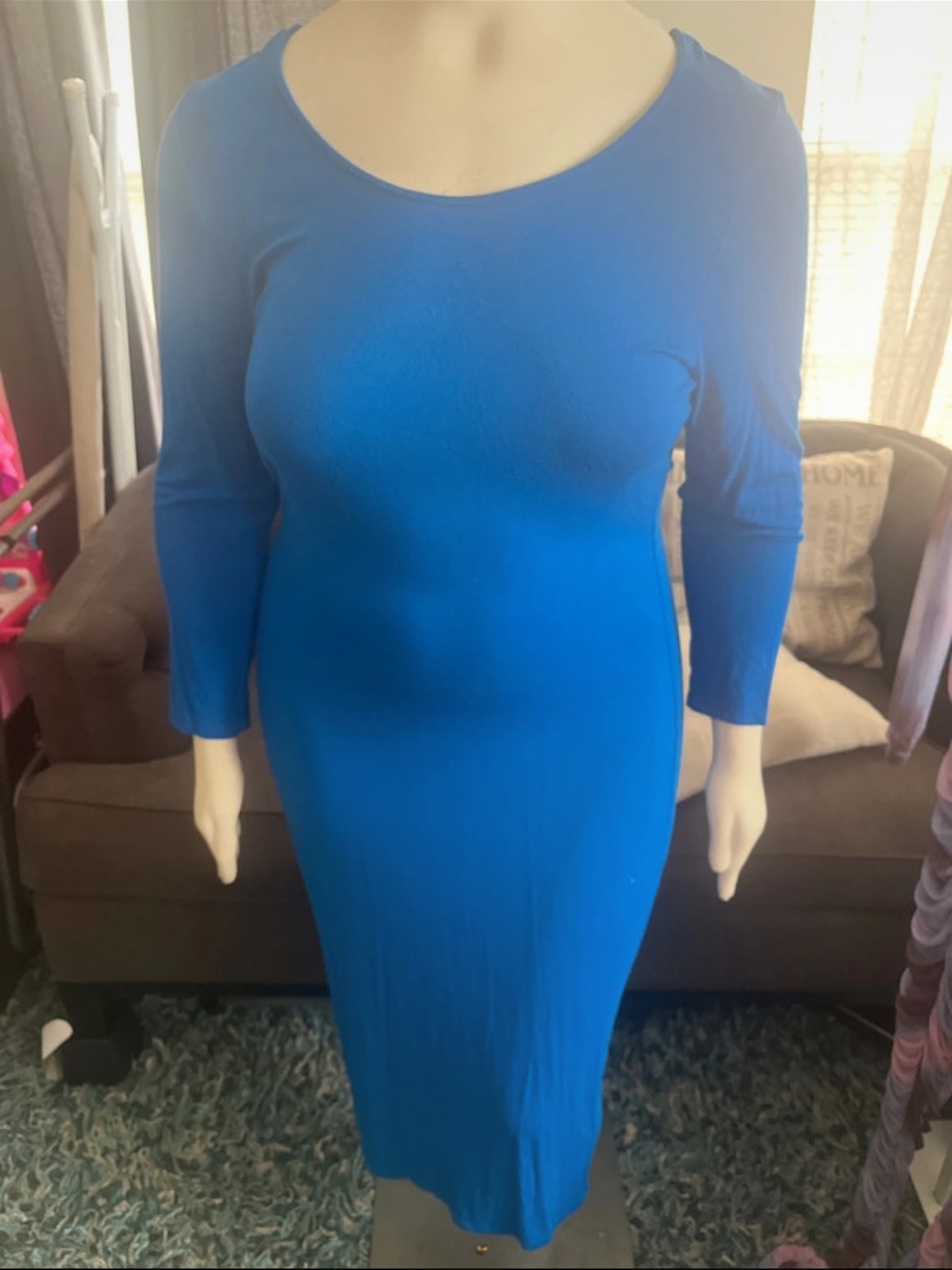 Fashion  to Figure Blue Scoop-Neck Long Sleeve Tunic